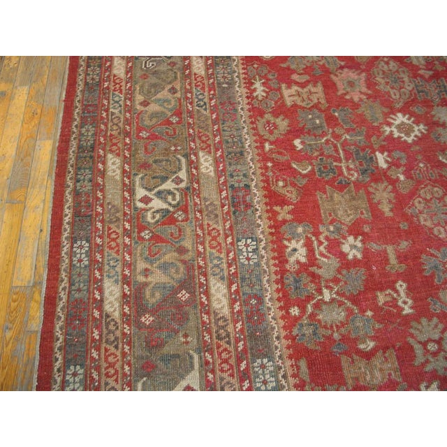 Soft Rustic Red Antique Tribal Allover Design Antique Turkish Ghiordes Oushak Rug For Sale In New York - Image 6 of 12