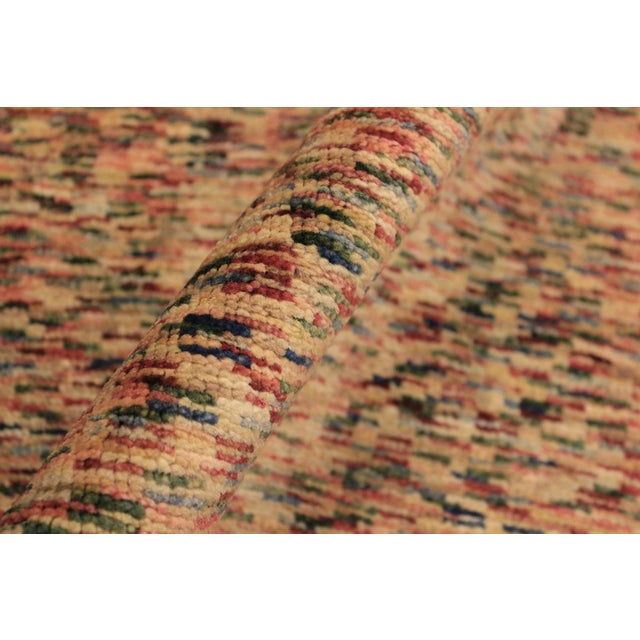 Textile Contemporary Gabbeh Tan/Blue Wool Rug - 3'5'' X 4'9'' For Sale - Image 7 of 10