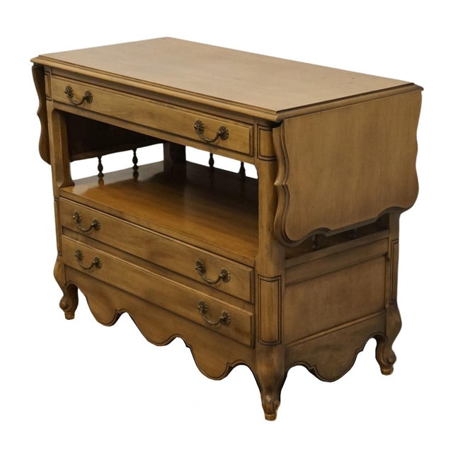 French Country Metz Furniture Solid Hard Rock Maple Country French Style 62" Drop Leaf Server Buffet For Sale - Image 3 of 13