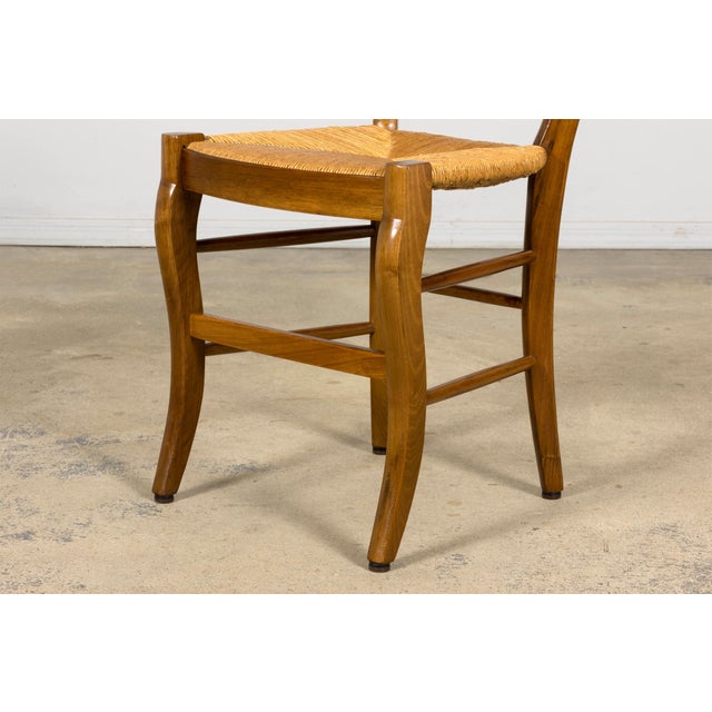 Set of 12 French Louis Philippe Style Walnut Dining Chairs With Rush Seats For Sale - Image 10 of 18