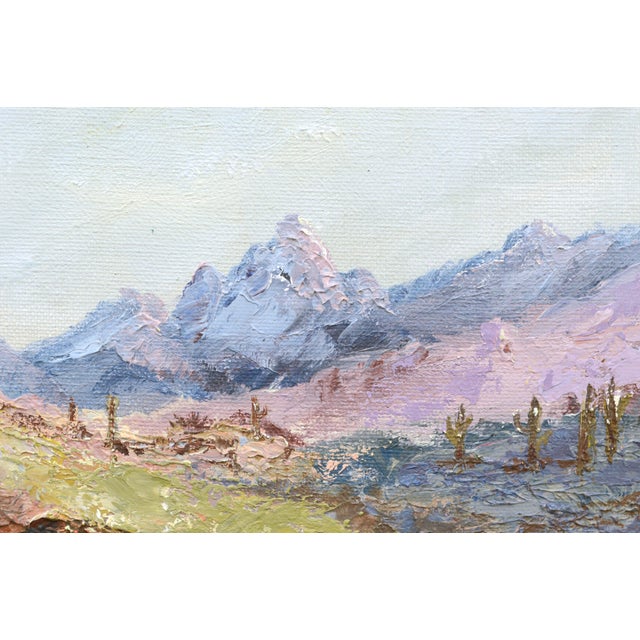 Desert Mountain Landscape in Oil on Canvas by Cecil C. Hunter For Sale - Image 4 of 8