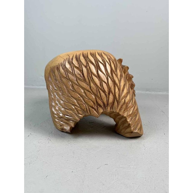 Carved Wood Kibori Kuma Bear on Table Stand, Japan, 1990s For Sale - Image 12 of 14