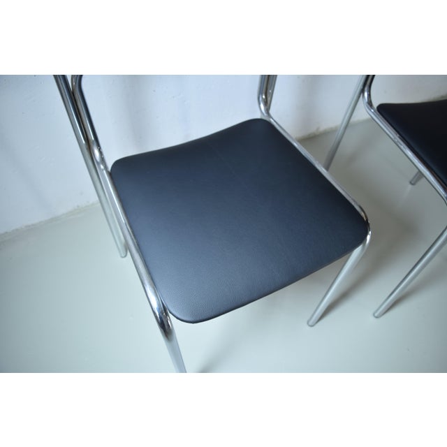 Stackable Chrome Tube Chairs, 1970s, Set of 2 For Sale - Image 9 of 11