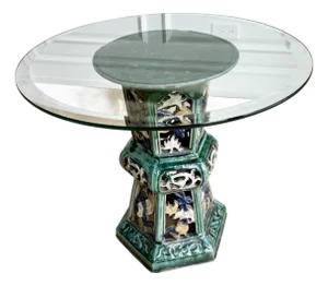 1950s Chinese Export Pierced Ceramic Pedestal Table With (Or Without) Custom Removeable Glass Top