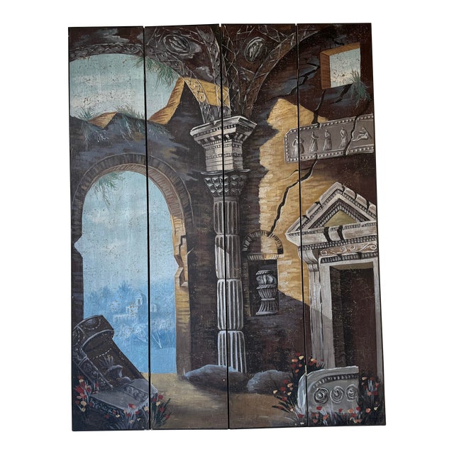 1960's Vintage NeoClassical - Style Handpainted Greco Roman Ruin ...