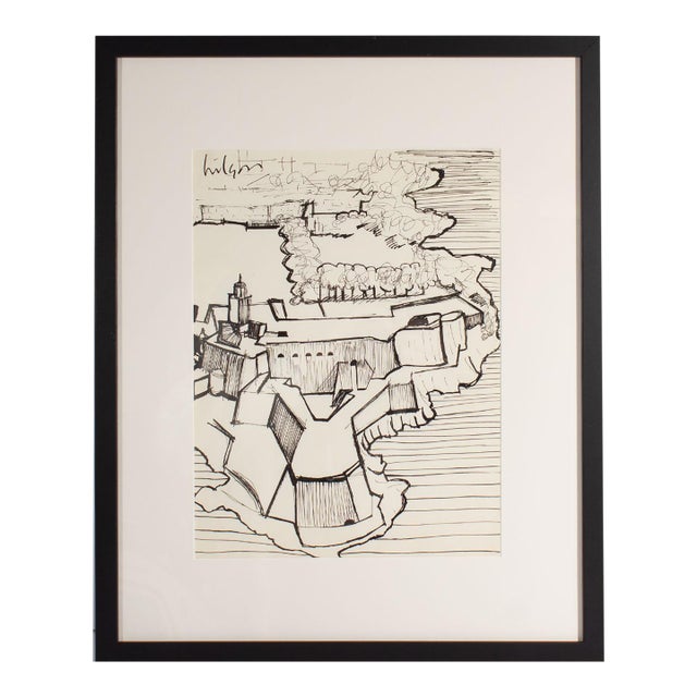 Abstract Ink Drawing Signed by Harry Hilson For Sale