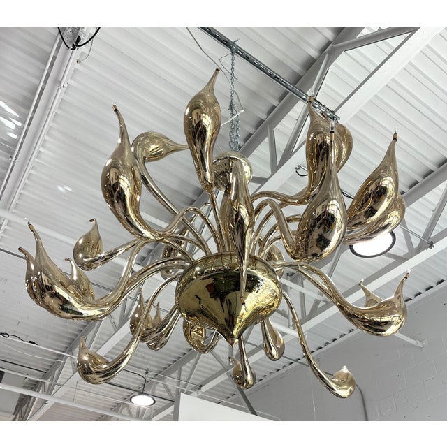 Contemporary Lu Murano Glass Chandelier by Fornasier For Sale - Image 3 of 9