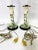 Vintage Italian Ceramic Majolica Candlestick Lamps With Pierced Paper Lampshades- Set of 2 For Sale - Image 12 of 12