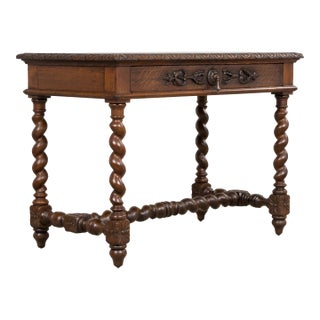 Antique French Louis XIII Style Oak Writing Table or Side Table, Late 19th Century For Sale