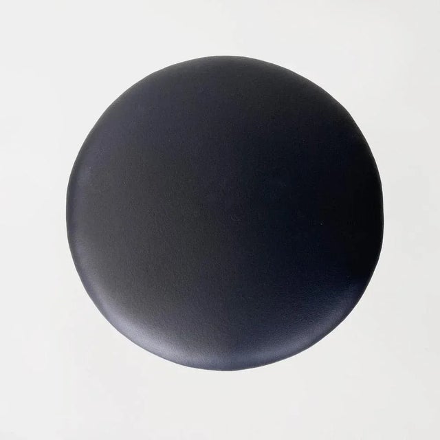 Italian Modern Stool in Black Leatherette and Steel, 1970s For Sale - Image 6 of 11