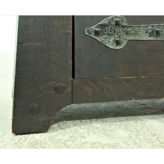 1900 - 1909 Antique Arts & Crafts Mission Oak Smoking Cabinet For Sale - Image 5 of 13