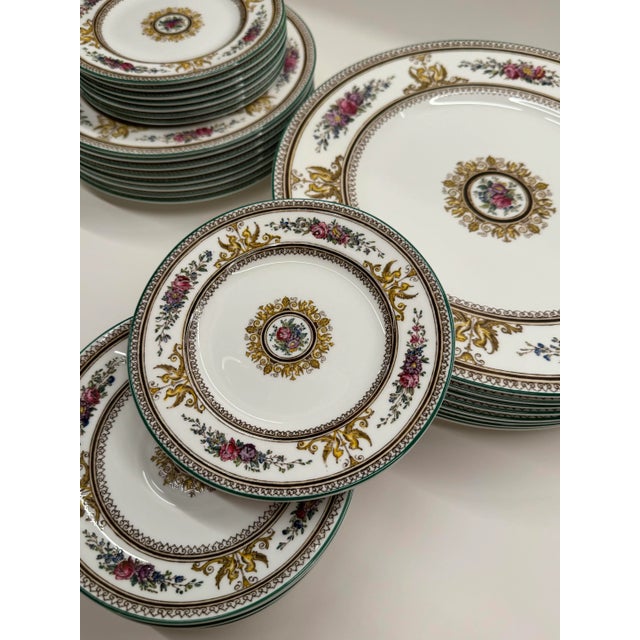 This set comprises 32 pieces of exquisite dishware, each serving a unique purpose. You'll find 8 saucers, with a diameter...