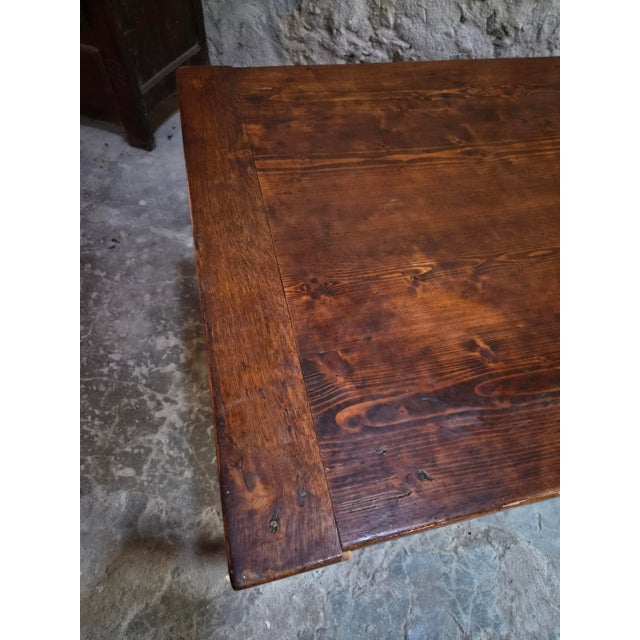 Antique French Farmhouse Dining Table with Two Drawers in Oak & Pine, 1880s For Sale - Image 13 of 18