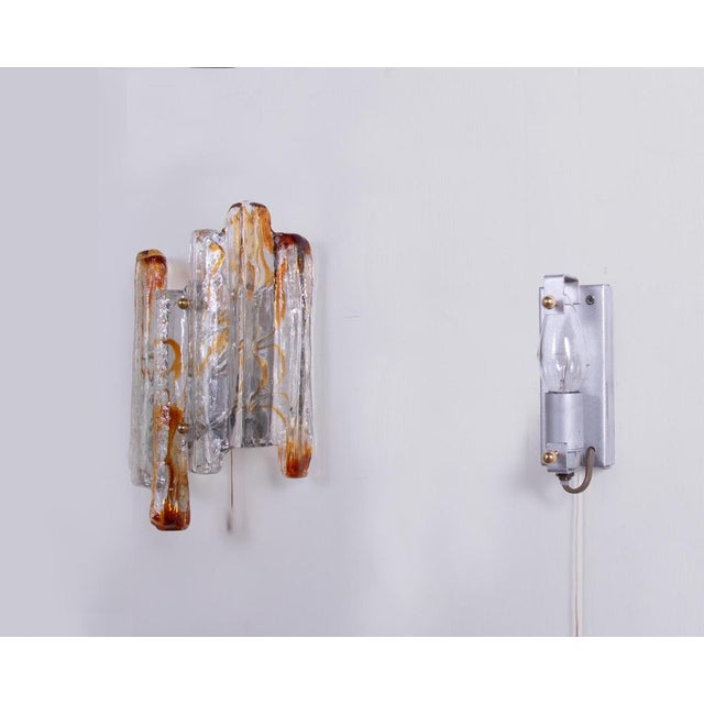 Amber Murano Glass and Brass Lava Wall Sconces by J. T. Kalmar, Austria, 1960s, Set of 2 For Sale - Image 9 of 11