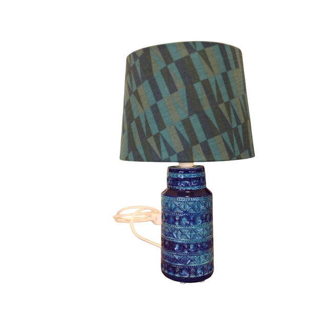 Mid-Century Modern Danish Blue and Green Ceramic Table Lamp by Lyskær Belysning, 1960s For Sale - Image 4 of 12