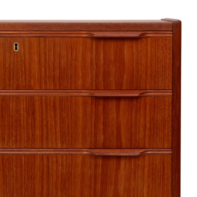 Brown Vintage Danish Mid-Century Teak 7 Drawer Tallboy Dresser 1960s For Sale - Image 8 of 10