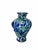 Glass Blue and Green Spatter Art Glass Vase With Cobalt Scroll Handles For Sale - Image 7 of 15