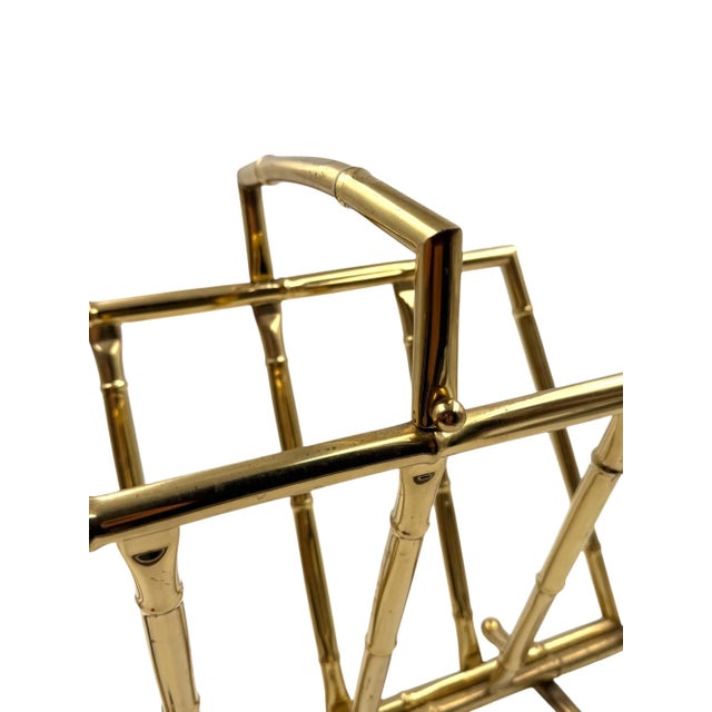 Hollywood Regency Bamboo-Effect Brass Magazine Rack, Montagnani, Italy 1970s For Sale - Image 11 of 12