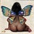 This intimate oil painting depicts a figure with butterfly wings, merging elements of innocence and transformation. The...