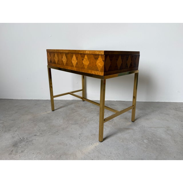 Baker Collector’s Edition Geometric Burl Wood & Brass Small Storage Chest For Sale - Image 4 of 12