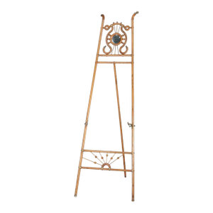 Victorian Oak Stick & Ball Adjustable Easel With Mirror & Brass Caps C1910