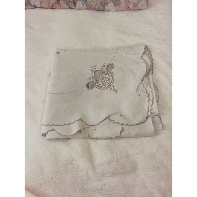 Italian Linen Original Tablecloth With Embroidered Designs For Sale - Image 11 of 11