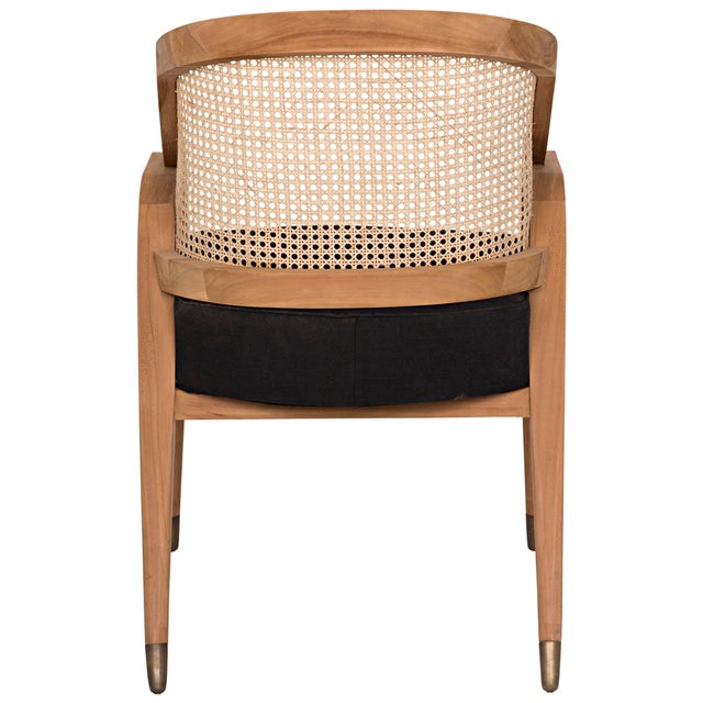 Wood NOIR Chloe Chair, Teak, Caning, and Black Cotton For Sale - Image 7 of 9