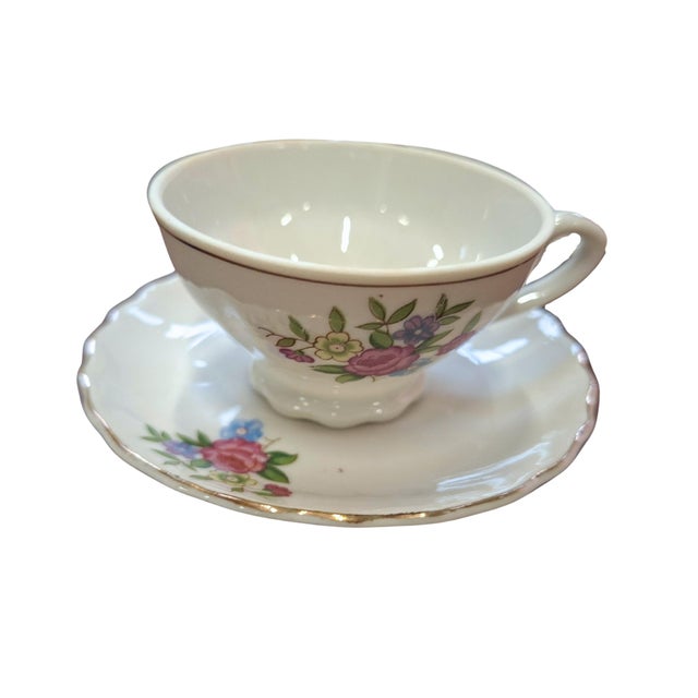 1950s Vintage Japanese Porcelain Teacups and Saucers, 1950s, Set of 12 For Sale - Image 5 of 12