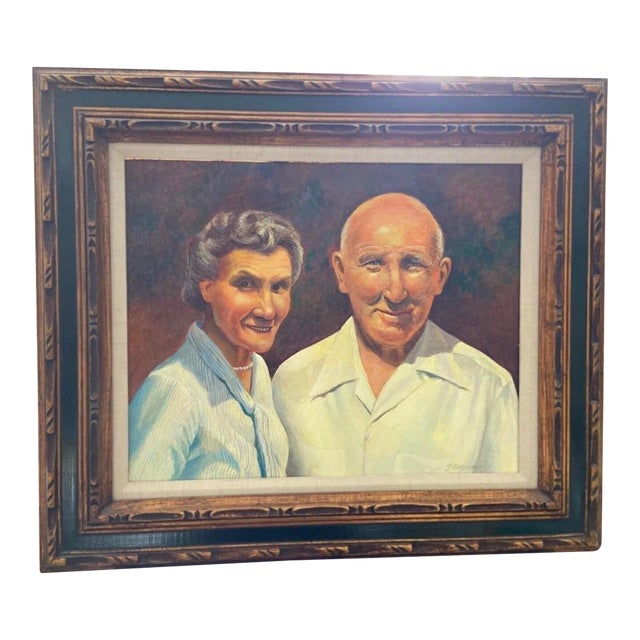 Warm Mid-Century Portrait of Elderly Couple by Samuel Gansheroff – Signed Oil Painting For Sale