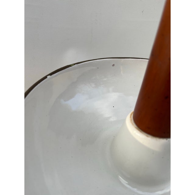 Italian Mid Century Ceramic and Wood Table Lamp For Sale - Image 9 of 10