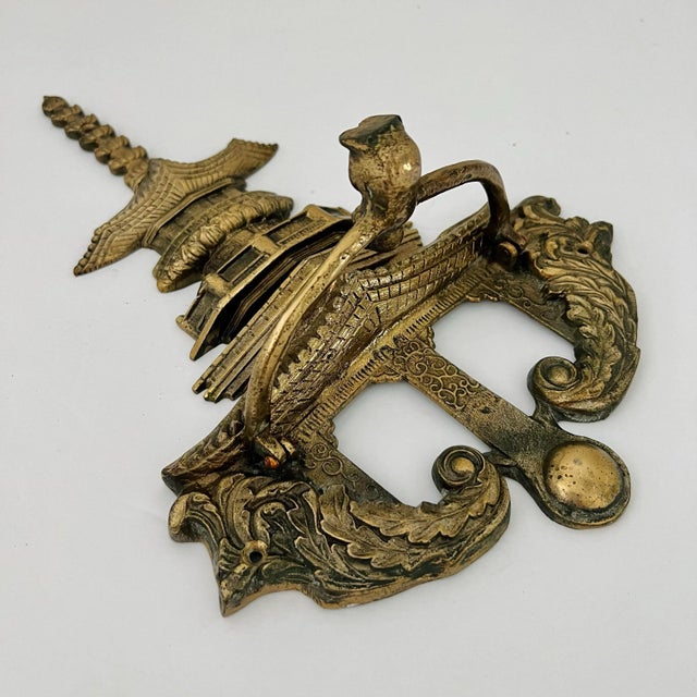 Brass Vintage Large Chinoiserie Brass Pagoda Door Knocker of Distinction For Sale - Image 8 of 12