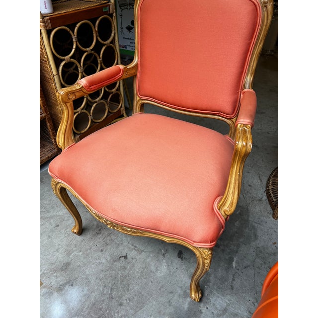 1970s Coral Vintage Wooden Accent Chair For Sale - Image 4 of 7