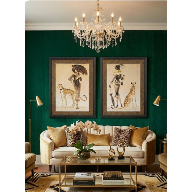 Black Framed Leopard Elegant Cosmopolitan Fashion Ladies Prints Wall Art- A Pair For Sale - Image 13 of 13