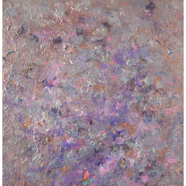 Iridescent Metallic Purple Abstract Composition in Acrylic on Canvas by Judith W. Winslow For Sale - Image 4 of 9