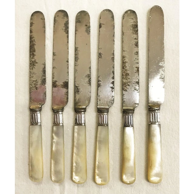 Ivory Antique English Mother of Pearl Knives Circa 1890's - Set of 6 For Sale - Image 8 of 8