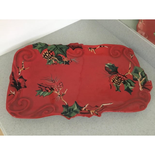 2000 - 2009 2000s Tracy Porter Winter Collection Hand-Painted Large Platter For Sale - Image 5 of 9