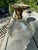 Metal Vintage Cast Brass Flushmount Fixture With Asymmetrical Holophane Shade For Sale - Image 7 of 7