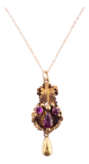 Mid 19th Century Rhodolite Garnet Victorian 12 Karat Necklace