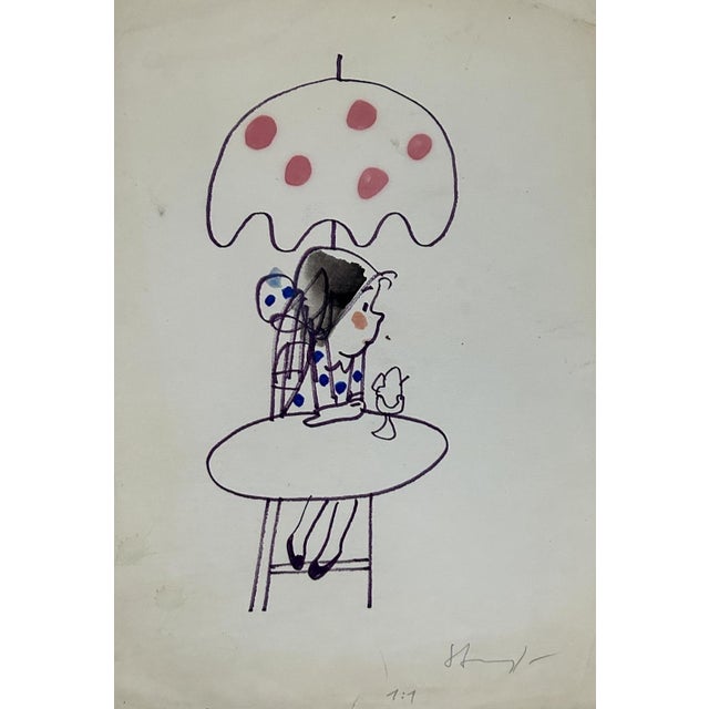 Janusz Stanny, A Girl, Original Illustration, Watercolour For Sale - Image 6 of 6