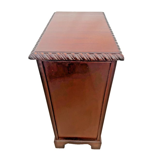 Vintage Mahogany Nightstand Cabinet Chest Four Drawers Rope Twist Carved Top For Sale - Image 4 of 10