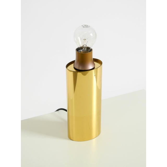Vintage Brass Table Lamp with Wild Silk Shade from Vereinigte Werkstätten Collection, 1970s For Sale - Image 12 of 18