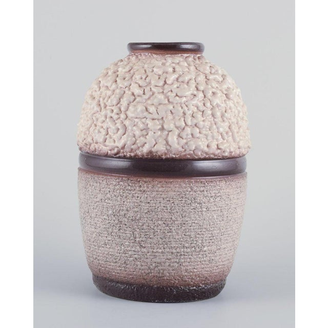 French ceramicist. Ceramic vase. Lava glaze in light and brown colours. Dating: Ca. 1960s Unsigned. In excellent...