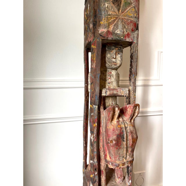 Antique Burmese Architectural Carved and Polychromed Wood Pole Southeast Asia For Sale In Atlanta - Image 6 of 16