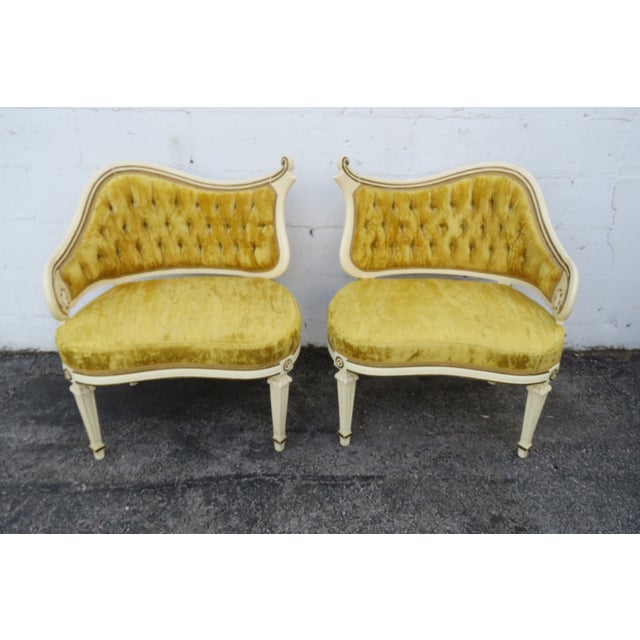 French Carved Asymmetrical Ladies Parlor Side Chairs a Pair 6287 For Sale - Image 12 of 18