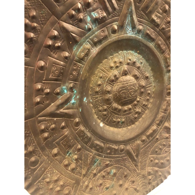 Copper 1950s Aztec Sun Copper Decorative Plate For Sale - Image 8 of 9