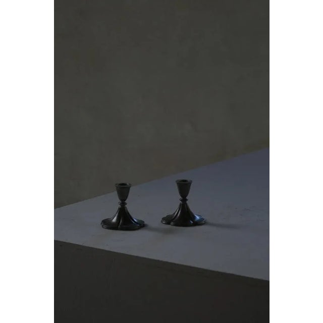 Danish Art Deco Tin Candleholders attributed to Just Andersen, 1930, Set of 2 For Sale - Image 9 of 14