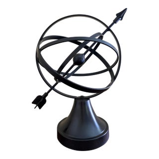 Vintage English Country Iron Black Garden Armillary Sundial For Sale