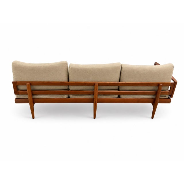 Mid-Century Modern Rare Danish Modern Teak Sofa With Convertible Storage Console Attributed to h.w. Klein for Bramin, Denmark 1960s For Sale - Image 3 of 4