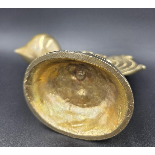 Vintage Mid-Century Solid Handcrafted Brass Peacock Diya- Oil Lamp For Sale - Image 10 of 18