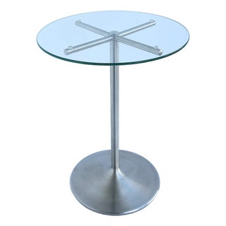 Metal Glass Side Drinks Table, Modern Minimalist, Circa Late 20th Century For Sale